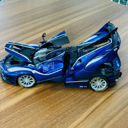 Bburago Ferrari FXX K #27 1/18 Diecast Model Car Blue - fine detailed model replica