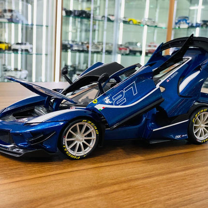 Bburago Ferrari FXX K #27 1/18 Diecast Model Car Blue - collectible scale model car