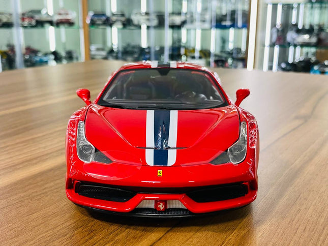 Bburago Ferrari 458 Speciale 1/18 Red Diecast Model Car - studio product photo of the scale model