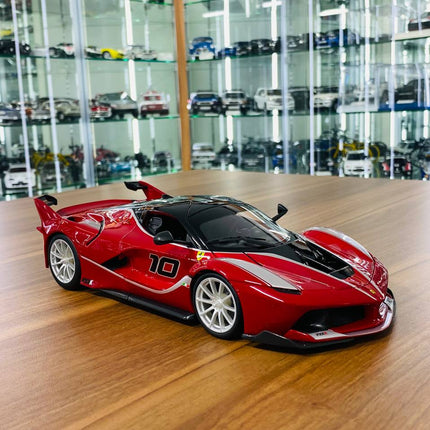 Bburago 1/18 Ferrari FXX K #10 Diecast Model Car Red Silver - collectible scale model car