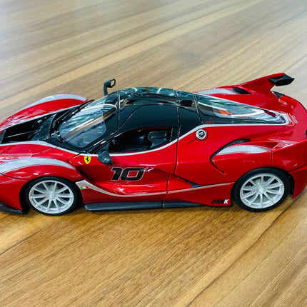 Bburago 1/18 Ferrari FXX K #10 Diecast Model Car Red Silver - detailed die-cast style model