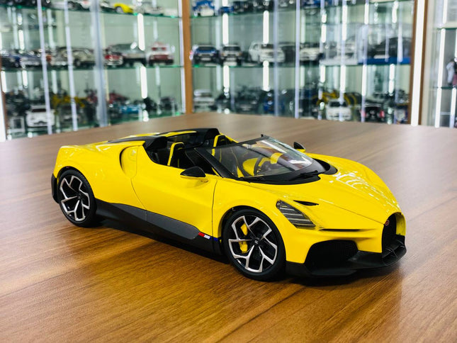 Bburago Bugatti Mistral 1:18 Yellow Diecast Model Car - detailed collector display model