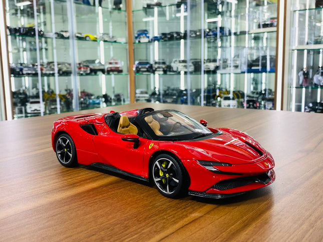 Bburago Ferrari SF90 Spider 1/18 Red Diecast Model Car - detailed collector display model