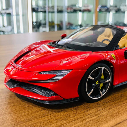 Bburago Ferrari SF90 Spider 1/18 Red Diecast Model Car - scale model collectible piece
