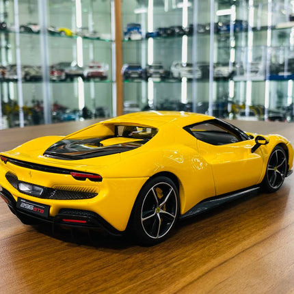 Bburago 1/18 Ferrari 296 GTB Yellow Diecast Model Car - fine detailed model replica