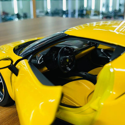 Bburago 1/18 Ferrari 296 GTB Yellow Diecast Model Car - scale model for display