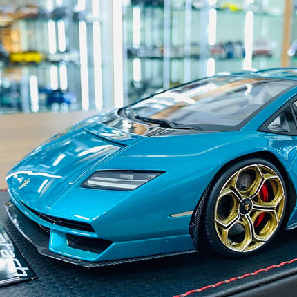MR Collection 1:18 Lamborghini Countach LPi 800-4 Resin Model Blue Uranus - hand-finished display model