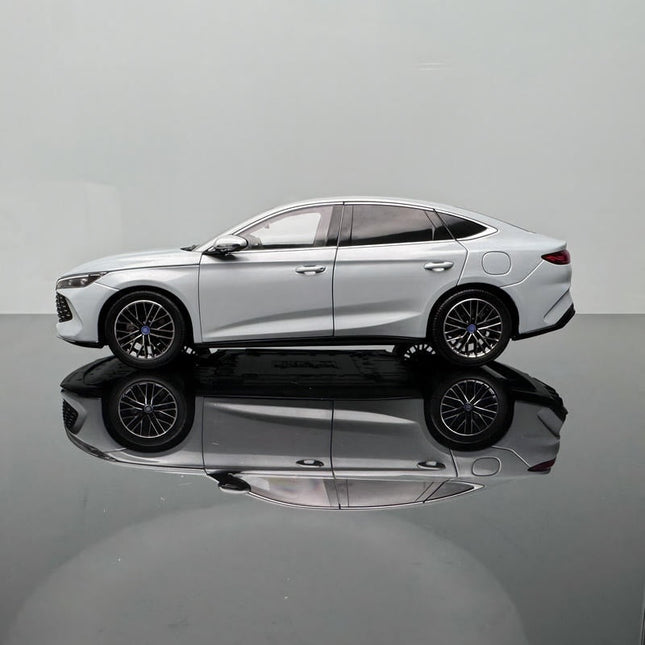 Original Model 2024 BYD Qin Energy Cyan-Blue 1:18 Diecast Model Car - studio product photo of the scale model