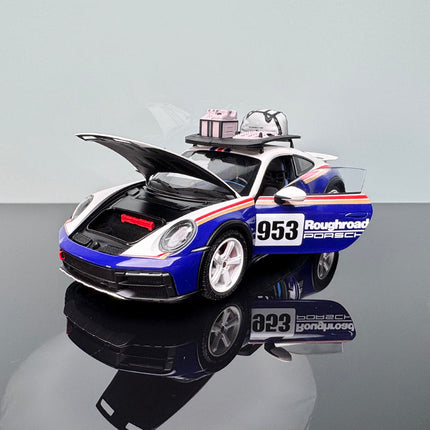 Minichamps Porsche 911 Dakar Blue and White 1:18 Diecast Model Car - premium collector scale model