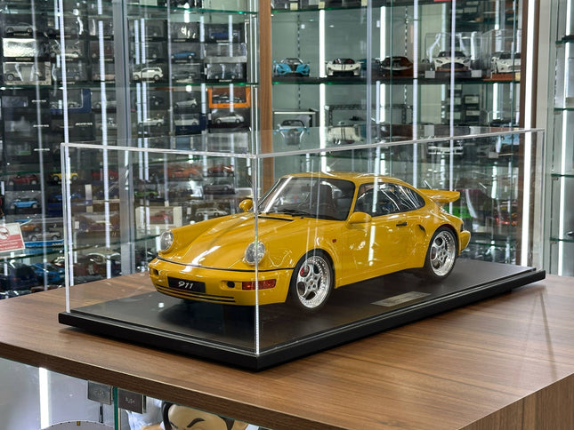 GT Spirit Porsche 911 (964) Turbo S 1994 1:8 Resin Model Yellow - studio product photo of the scale model