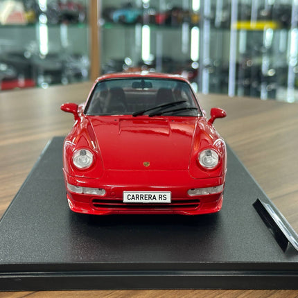 Solido Porsche 911 993 Carrera RS 1997 1:18 Red Diecast Model - studio product photo of the scale model