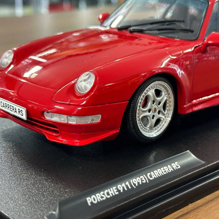 Solido Porsche 911 993 Carrera RS 1997 1:18 Red Diecast Model - detailed die-cast style model