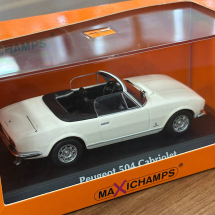 1/43 Diecast Maxichamps MPeugeot 504 Cabriolet 1977 in White - fine detailed model replica