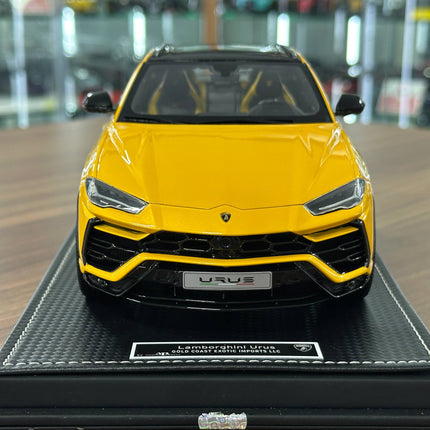MR Collection Models 1/18 Lamborghini URUS Resin Model Yellow Gold - studio product photo of the scale model