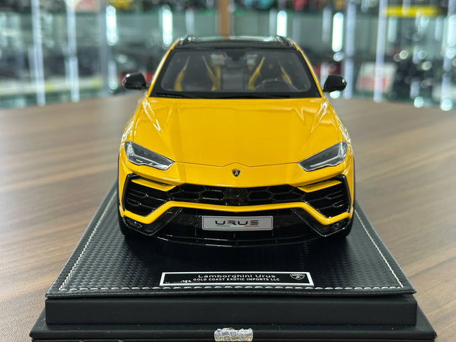 MR Collection Models 1/18 Lamborghini URUS Resin Model Yellow Gold - studio product photo of the scale model