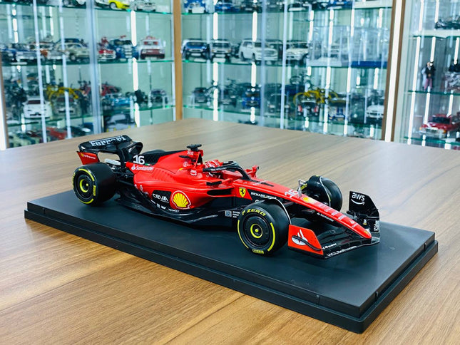 Bburago Ferrari SF-23 #16 Charles Leclerc 1/18 F1 Red Diecast - detailed collector display model