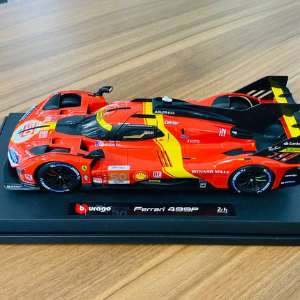 Bburago Ferrari 499P #50 24h Le Mans 1:18 Diecast Model Car Red Yellow - collectible scale model car