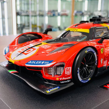 Bburago Ferrari 499P #50 24h Le Mans 1:18 Diecast Model Car Red Yellow - collector edition scale model