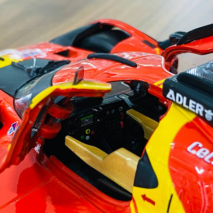 Bburago Ferrari 499P #51 24h Le Mans 1/18 Diecast Model Car Red/Yellow - detailed die-cast style model
