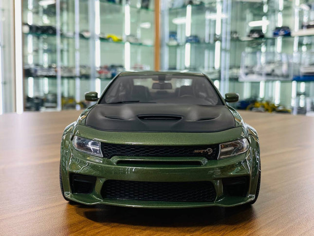 1/18 Resin Dodge Charger SRT Hellcat Wide Body Green GT Spirit Model Car - studio product photo of the scale model