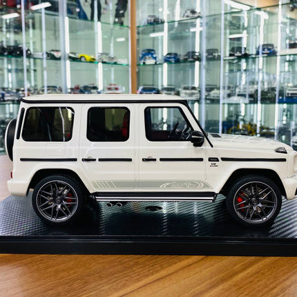 GT Spirit 1:18 Mercedes-Benz AMG G63 White Resin Model Car - studio product photo of the scale model