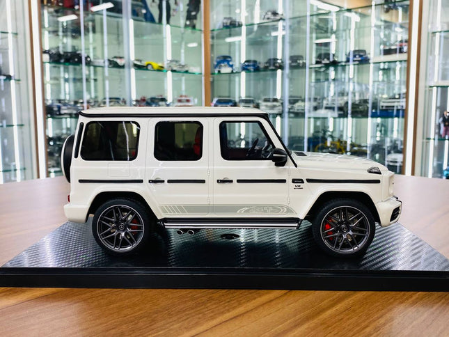 GT Spirit 1:18 Mercedes-Benz AMG G63 White Resin Model Car - studio product photo of the scale model