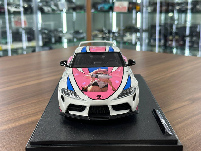 Solido Toyota Supra GR Street Fighter Hitasha 2024 1:18 Diecast Model Car White Pink - studio product photo of the scale mode