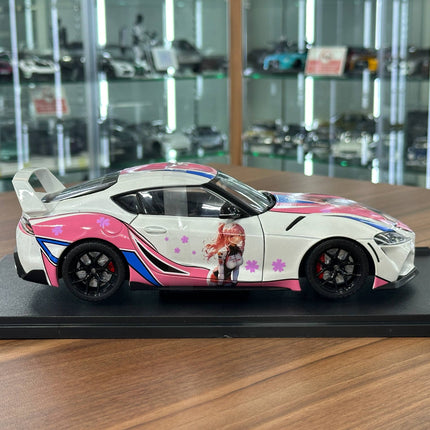 Solido Toyota Supra GR Street Fighter Hitasha 2024 1:18 Diecast Model Car White Pink - collectible scale model car