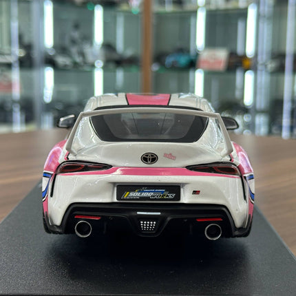 Solido Toyota Supra GR Street Fighter Hitasha 2024 1:18 Diecast Model Car White Pink - premium collector scale model