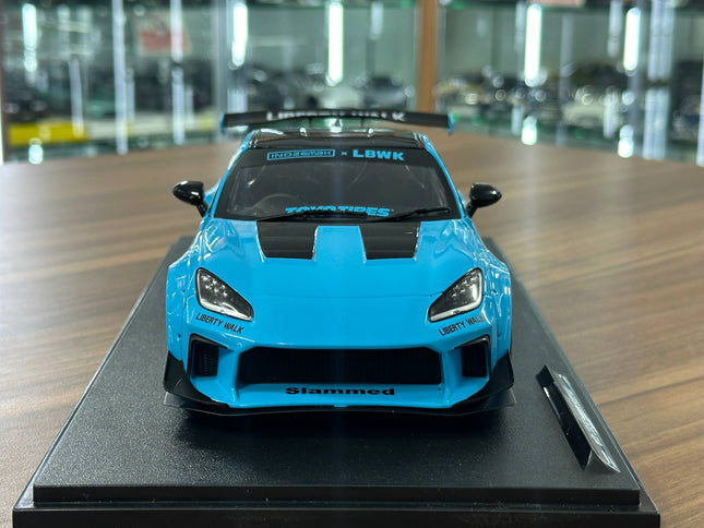 Solido Toyota GR86 LBWK BodyKit 2024 1:18 Baby Blue Diecast Model Car - studio product photo of the scale model
