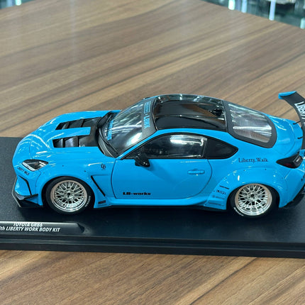 Solido Toyota GR86 LBWK BodyKit 2024 1:18 Baby Blue Diecast Model Car - scale model for display