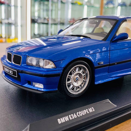1/18 Diecast Solido BMW M3 E36 Coupe 1990 Blue (Doors Opening) - detailed die-cast style model