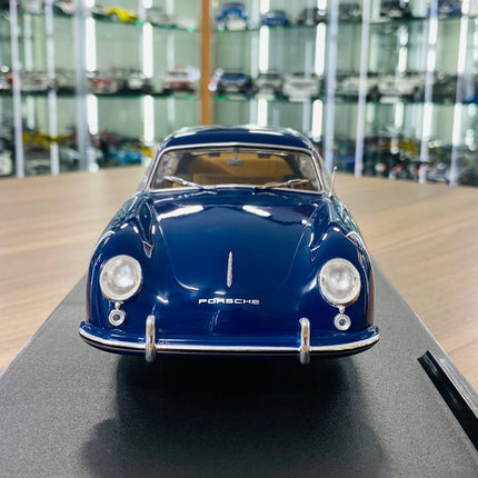 Solido Porsche 356 Pre-A 1953 1/18 Diecast Model Car Blue - studio product photo of the scale model