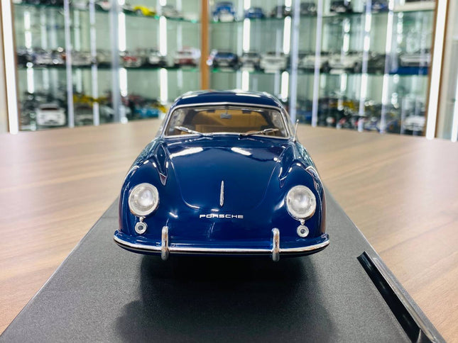 Solido Porsche 356 Pre-A 1953 1/18 Diecast Model Car Blue - studio product photo of the scale model