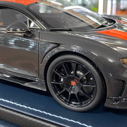 MR Collection Models Bugatti Chiron Super Sport Resin 1:18 Carbon/Orange Line - hand-finished display model
