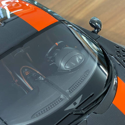 MR Collection Models Bugatti Chiron Super Sport Resin 1:18 Carbon/Orange Line - detailed die-cast style model