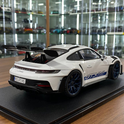 1/18 Diecast Porsche 911 (992) GT3 RS 2024 in White / blue by Solido - fine detailed model replica
