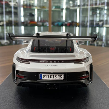 1/18 Diecast Porsche 911 (992) GT3 RS 2024 in White / blue by Solido - scale model for display