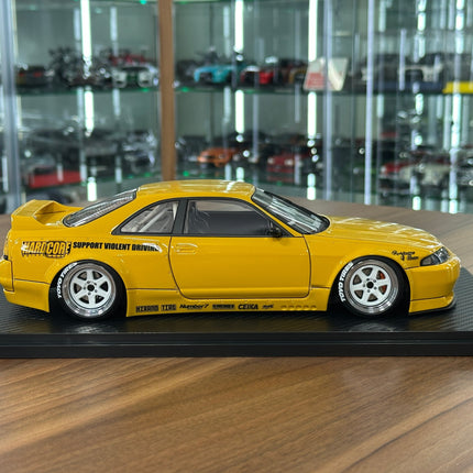 Ignition Model 1:18 Resin Nissan Skyline GT-R R33 Pandem Yellow - detailed die-cast style model