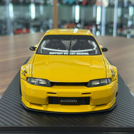 Ignition Model 1:18 Resin Nissan Skyline GT-R R33 Pandem Yellow - studio product photo of the scale model