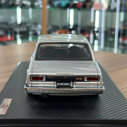 Ignition Model 1:18 Nissan Skyline 2000 GT-R PGC10 Silver Resin Diecast Model - scale model collectible piece