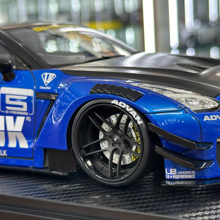 1/18 Resin Ignition Model LB-WORKS Nissan GT-R R35 – Type 2 Blue🚨 - studio product photo of the scale model