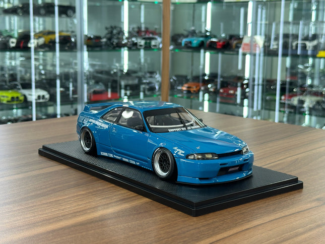 Ignition Model 1:18 Nissan Skyline GT-R R33 Pandem Blue Resin Model - detailed collector display model