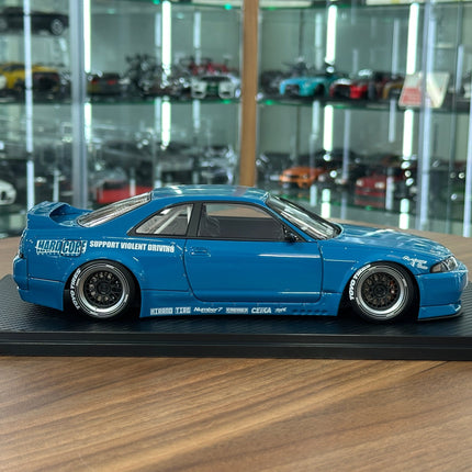Ignition Model 1:18 Nissan Skyline GT-R R33 Pandem Blue Resin Model - fine detailed model replica