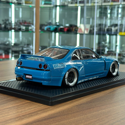 Ignition Model 1:18 Nissan Skyline GT-R R33 Pandem Blue Resin Model - showroom-quality model replica