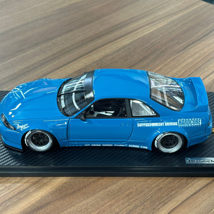 Ignition Model 1:18 Nissan Skyline GT-R R33 Pandem Blue Resin Model - scale model collectible piece