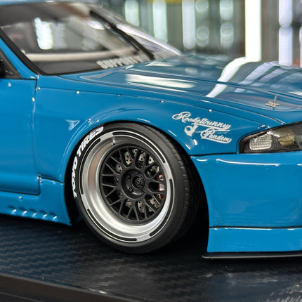 Ignition Model 1:18 Nissan Skyline GT-R R33 Pandem Blue Resin Model - detailed die-cast style model