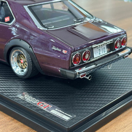 Ignition Model 1:18 Nissan Skyline 2000 GT-ES C210 Purple Resin - fine detailed model replica