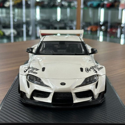 Ignition Model Toyota Supra A90 Pandem 1:18 Pearl White Resin Model - studio product photo of the scale model