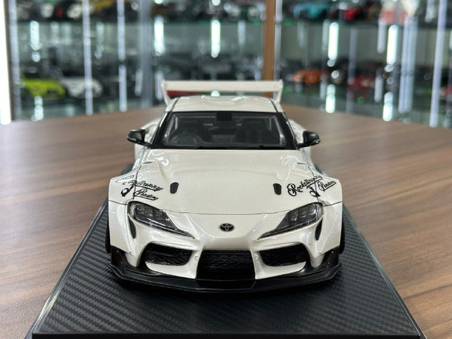 Ignition Model Toyota Supra A90 Pandem 1:18 Pearl White Resin Model - studio product photo of the scale model